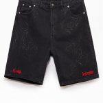 Civil Cyber Core Regime Washed Black Baggy Jean Shorts
