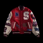 Protector Of NYC Letterman Jacket in Red/Sand