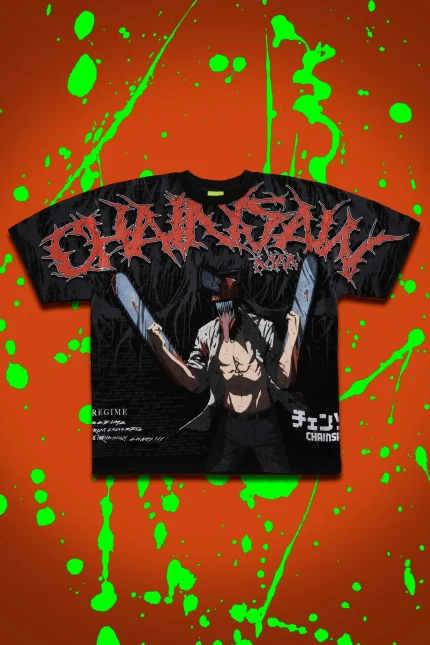 Chainsaws Chaos American Classic Oversized Tee in Vintage Black