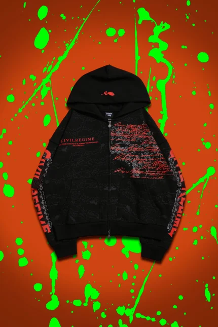 Chaos Is Policy Civil Zip Up Hoodie in Black