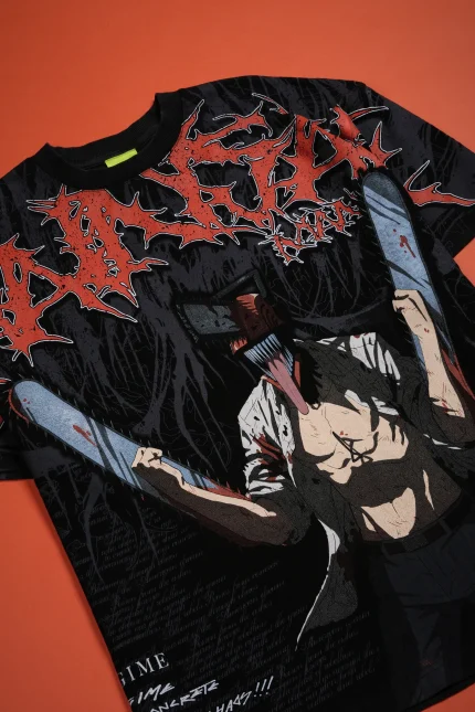 Chainsaws Chaos American Classic Oversized Tee in Vintage Black
